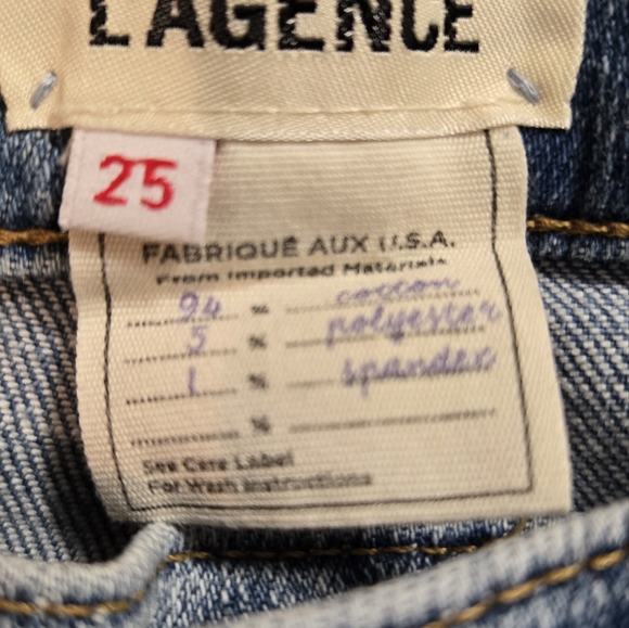 L'AGENCE Light Blue Straight Leg Jeans Distressed with Raw Hem Sz 25 - Picture 4 of 12